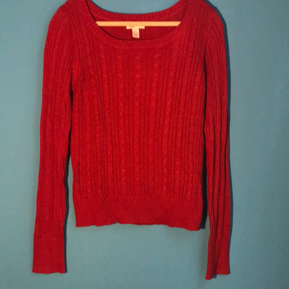 Red Cable Knit Sweater